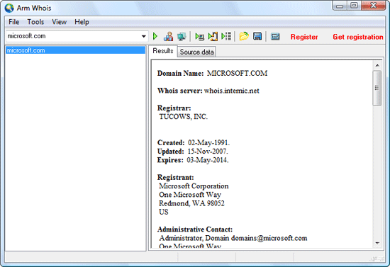 Informationen über Domainregistrierung